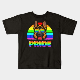 LGBT Gay Pride Shepherd T Shirt Vintage Dog Sunglasses Love Kids T-Shirt